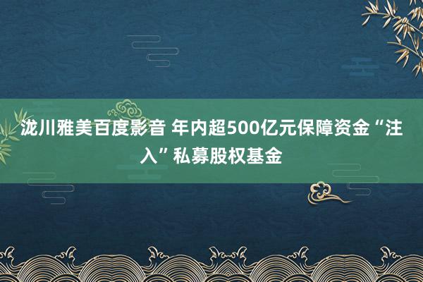 泷川雅美百度影音 年内超500亿元保障资金“注入”私募股权基金