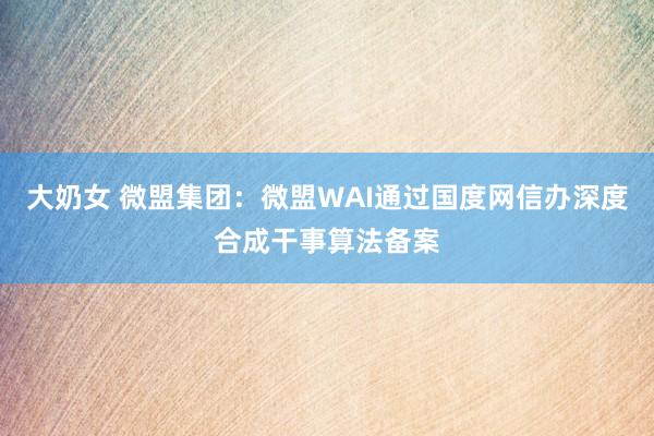 大奶女 微盟集团：微盟WAI通过国度网信办深度合成干事算法备案