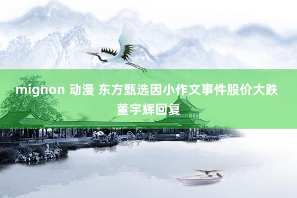 mignon 动漫 东方甄选因小作文事件股价大跌 董宇辉回复